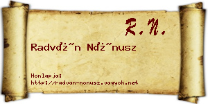 Radván Nónusz névjegykártya